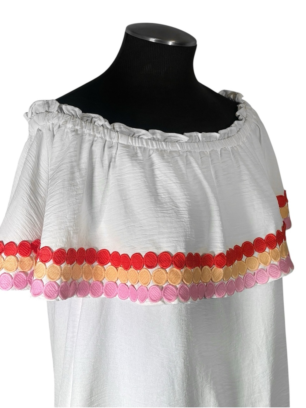 🆕 Entro – Off Shoulder Spotted Ric Rac Tiered Top – Medium - Picture 4 of 11